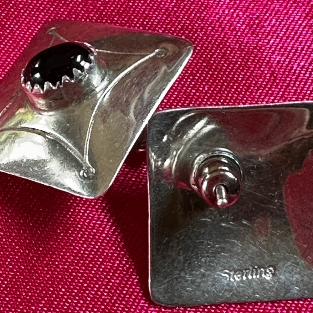 Navajo Black Onyx and Sterling Silver earrings